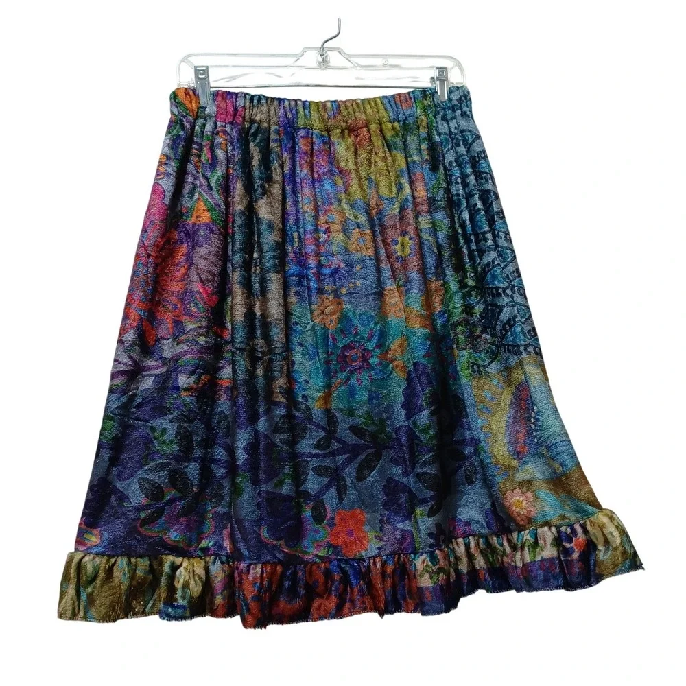 Natural Life Floral Patchwork Floral Towel Wrap Skirt S/M Boho Spa Resort Beach